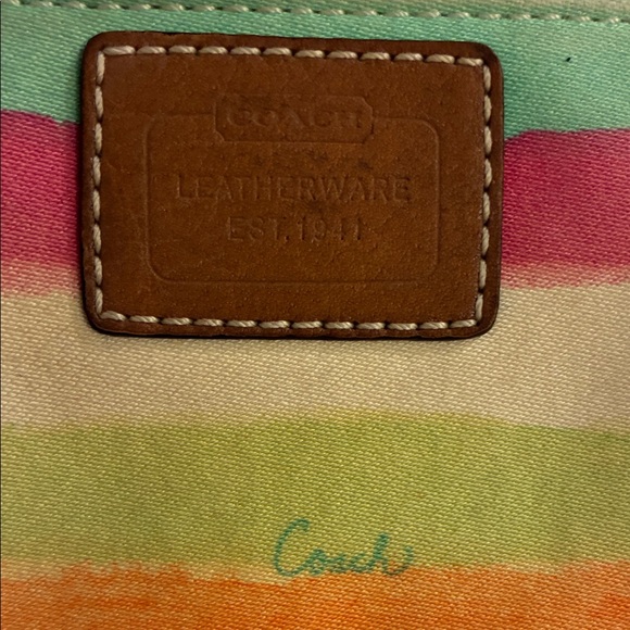 Coach Colorful Striped Keychain Wallet ID Card Holder Coin purse - Picture 2 of 12
